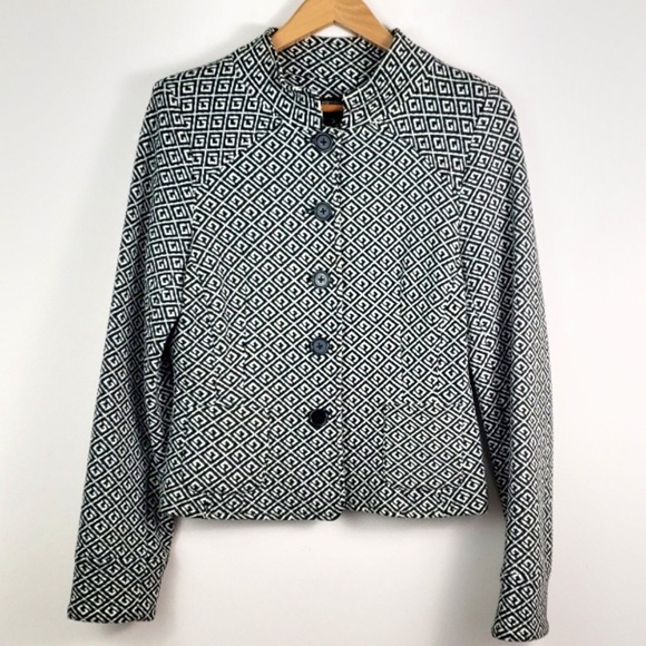 Mandarin Collar Geometric Career Jacket Blazer - Picture 1 of 7